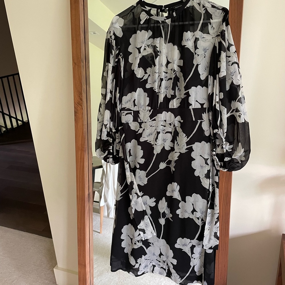 club monaco black dress with under garnet slip worn twice
